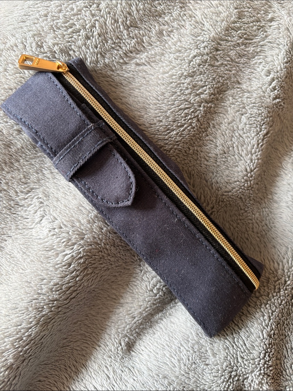 Canvas Pencil Case with Gold Zipper - Charcoal